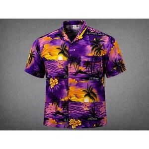 Vintage Rina Hawaiian Shirt L Purple Terivoile St Thomas St John St Croix